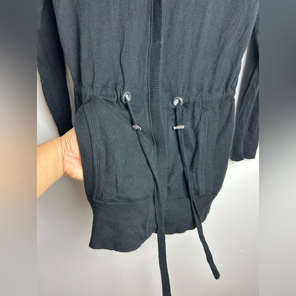 VTG Y2K Banana Republic Black Wool Hooded Cardigan Jacket Sz S Street wear - Picture 4 of 13